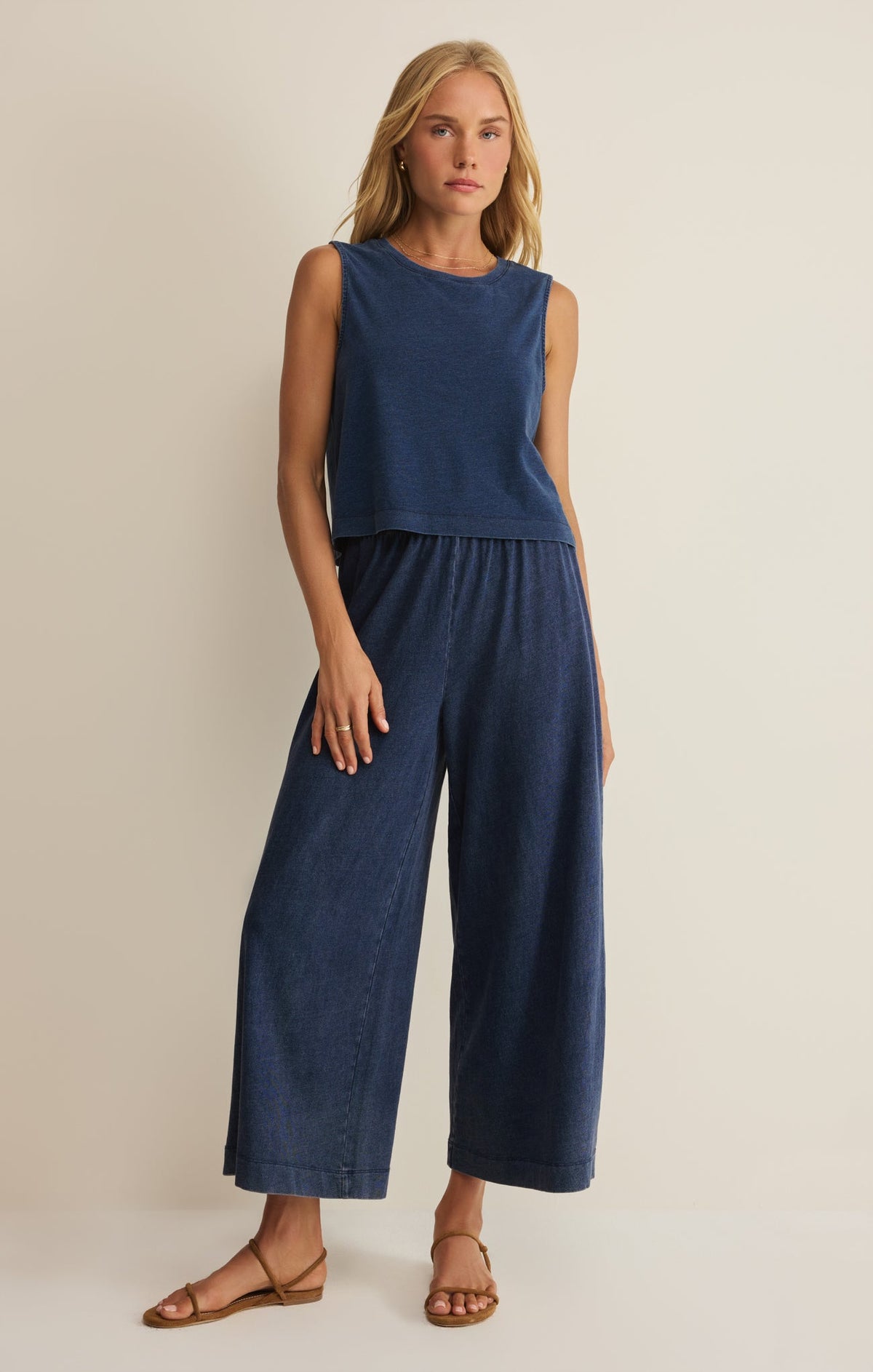 Z SUPPLY Sloane Jersey Denim Muscle Tank - Indigo