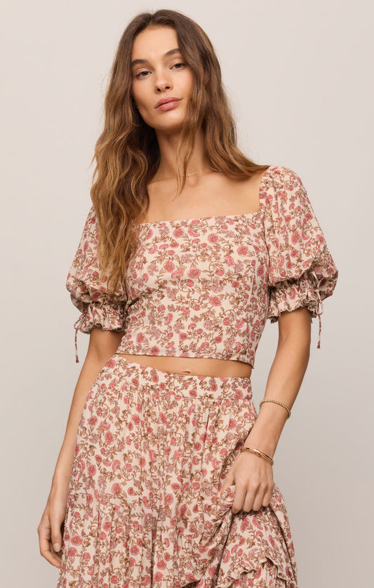 Z SUPPLY Moira Floral Cropped Top - Sandshell