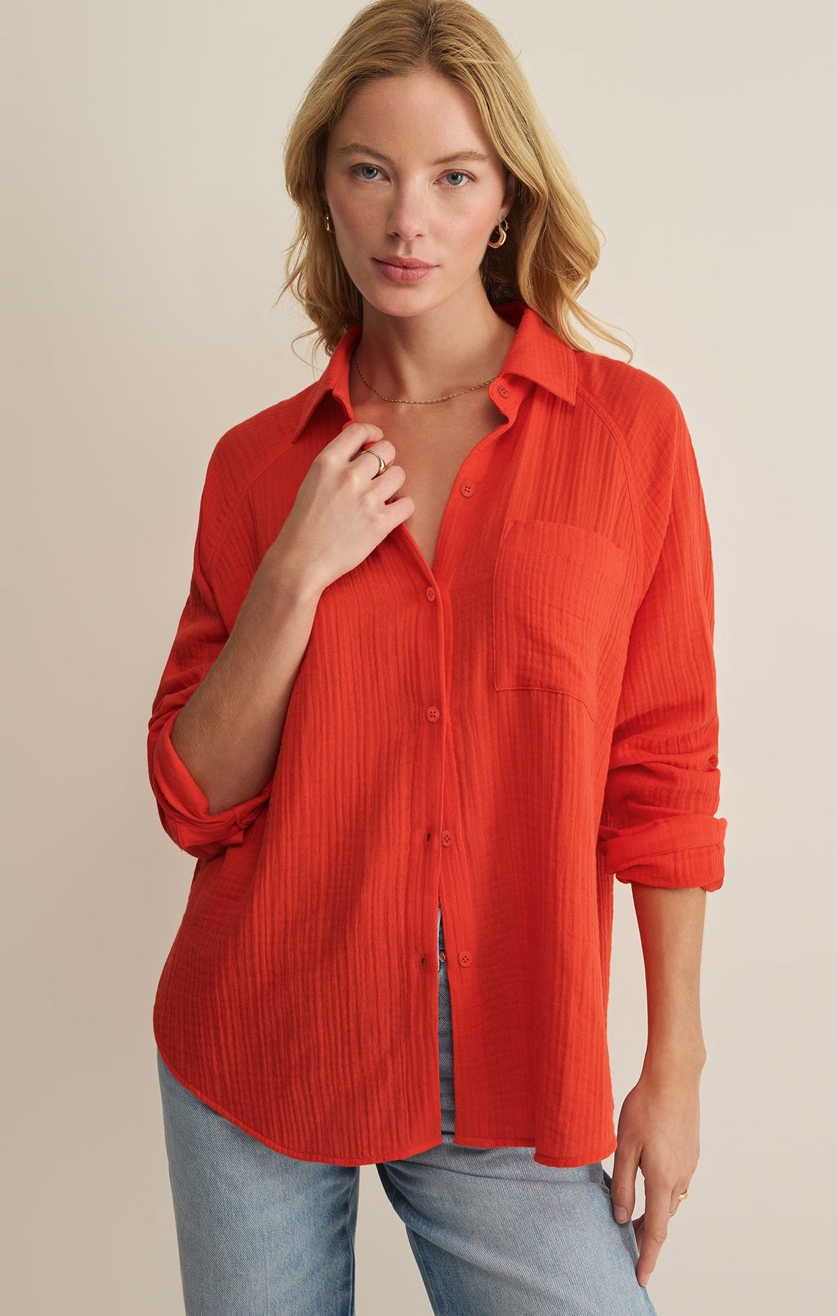 Z SUPPLY The Perfect Airy Gauze Button Up