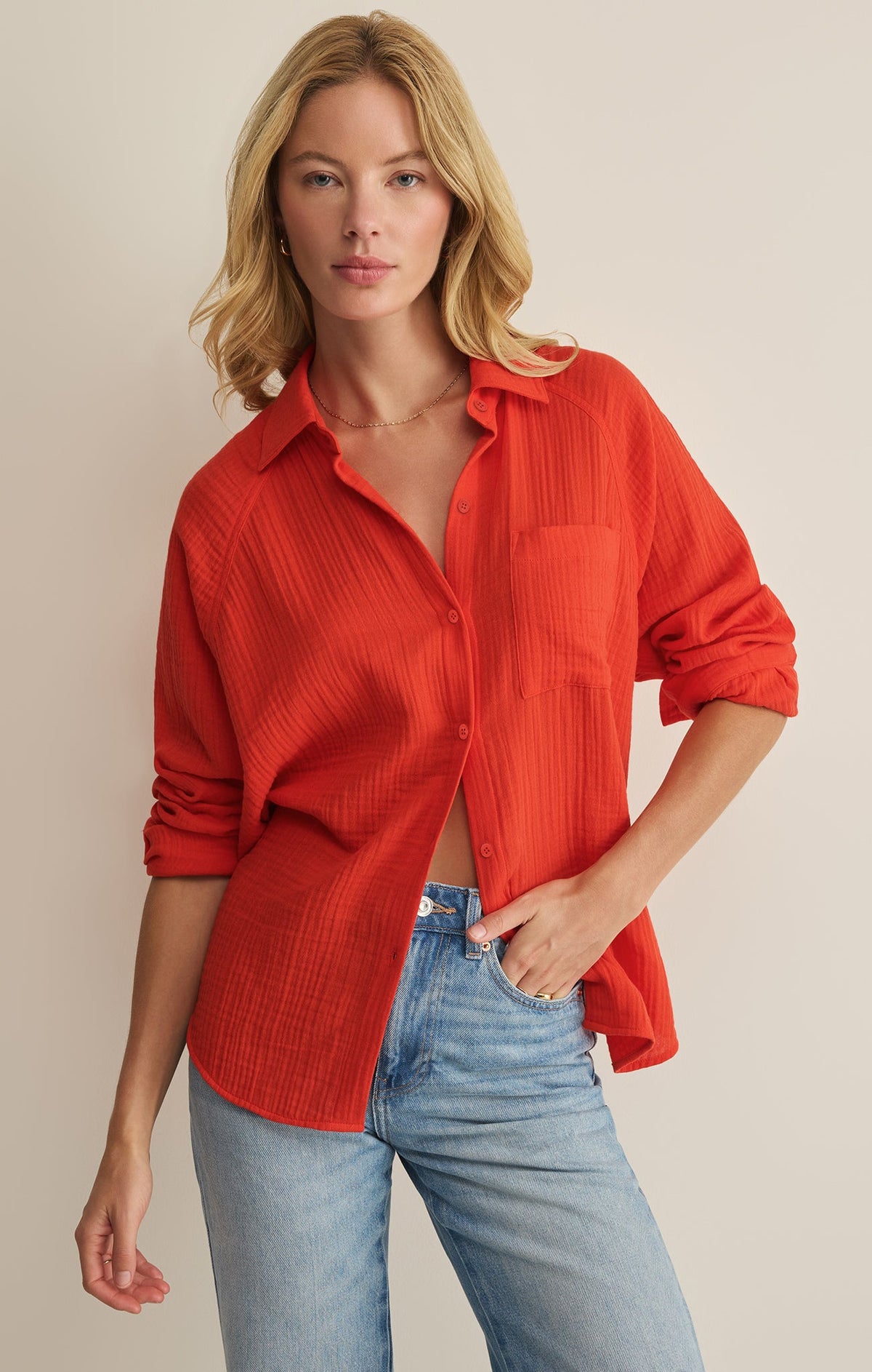 Z SUPPLY The Perfect Airy Gauze Button Up