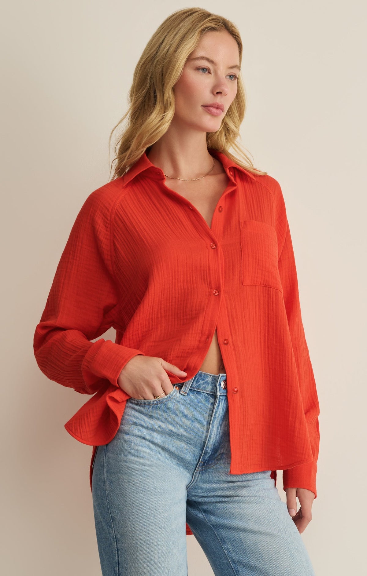 Z SUPPLY The Perfect Airy Gauze Button Up