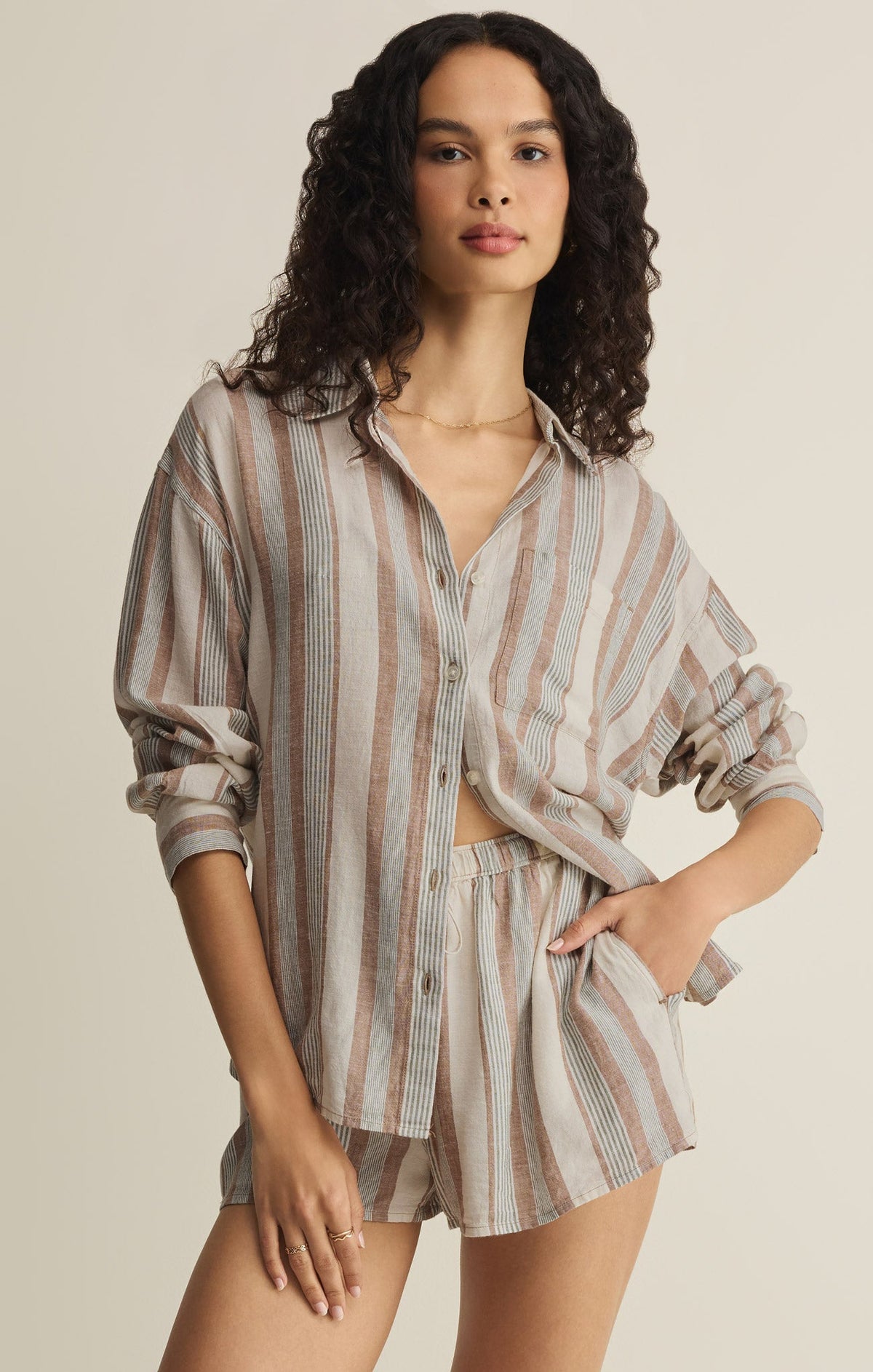 Z SUPPLY The Perfect Striped Linen Button Up