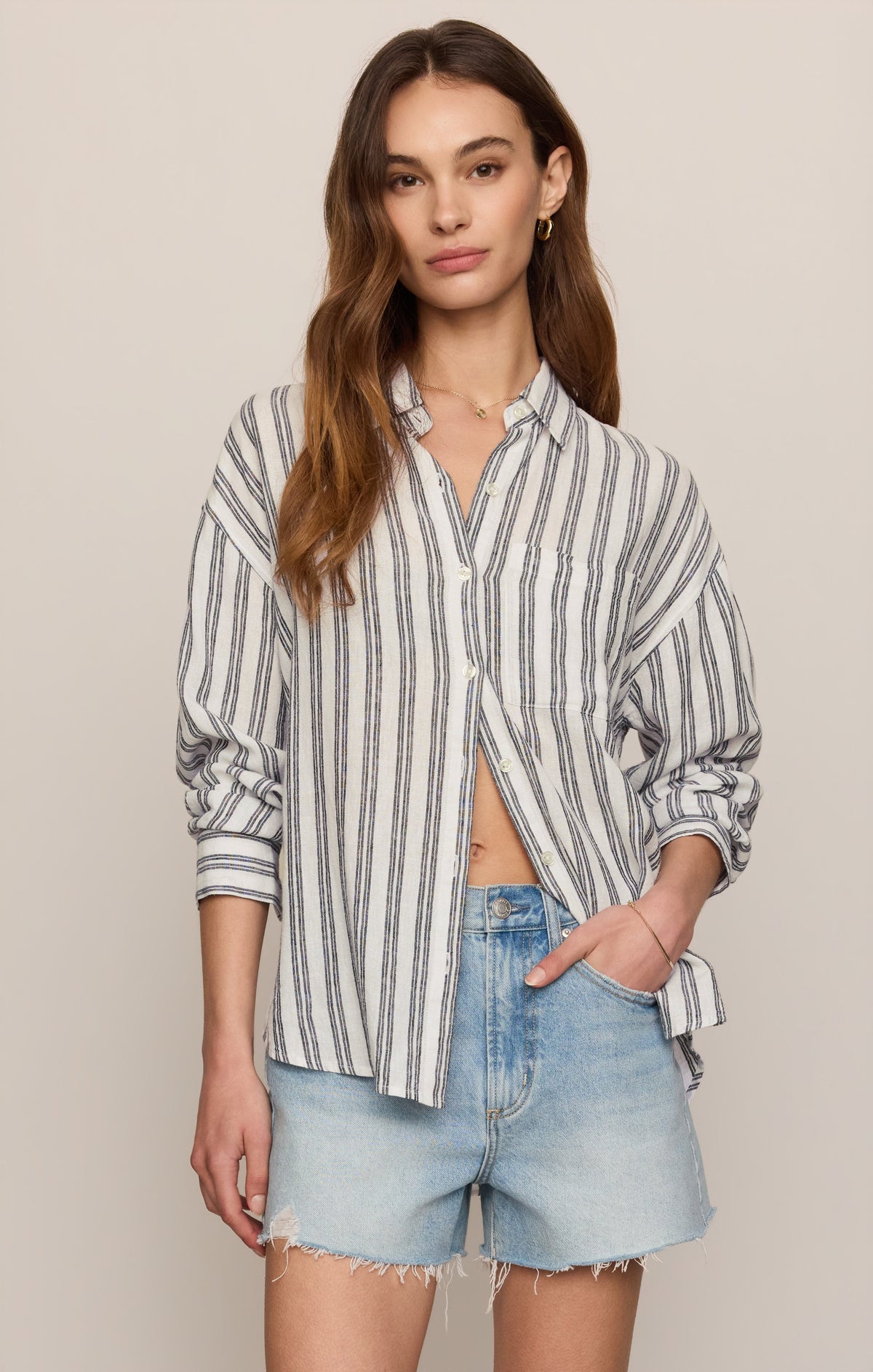 Z SUPPLY The Perfect Striped Linen Button Up