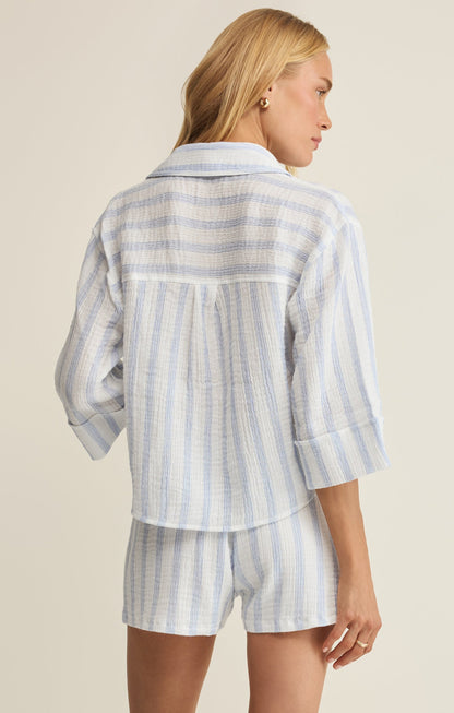 Z SUPPLY Helena Striped Airy Gauze Button Up - Sea Salt