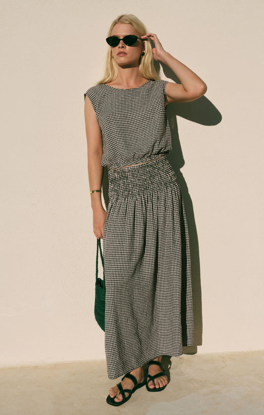 Z SUPPLY Brooke Gingham Linen Maxi Skirt - Black