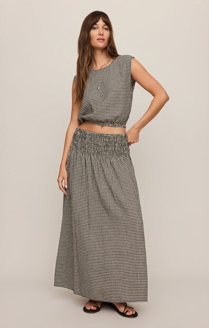 Z SUPPLY Merit Cropped Gingham Linen Top - Black