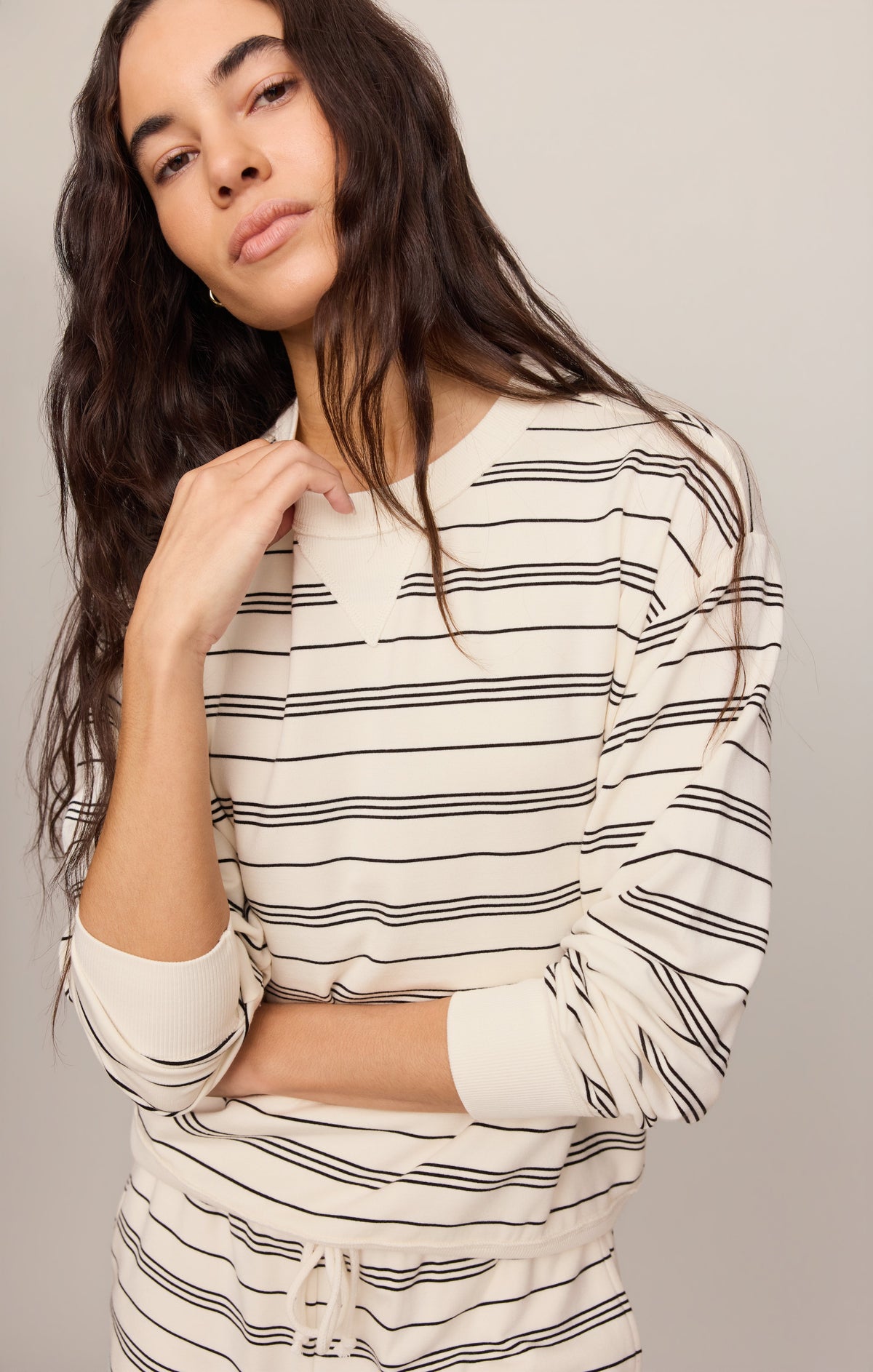 Z SUPPLY Stand Out Striped Fleece Sweatshirt - Cloud
