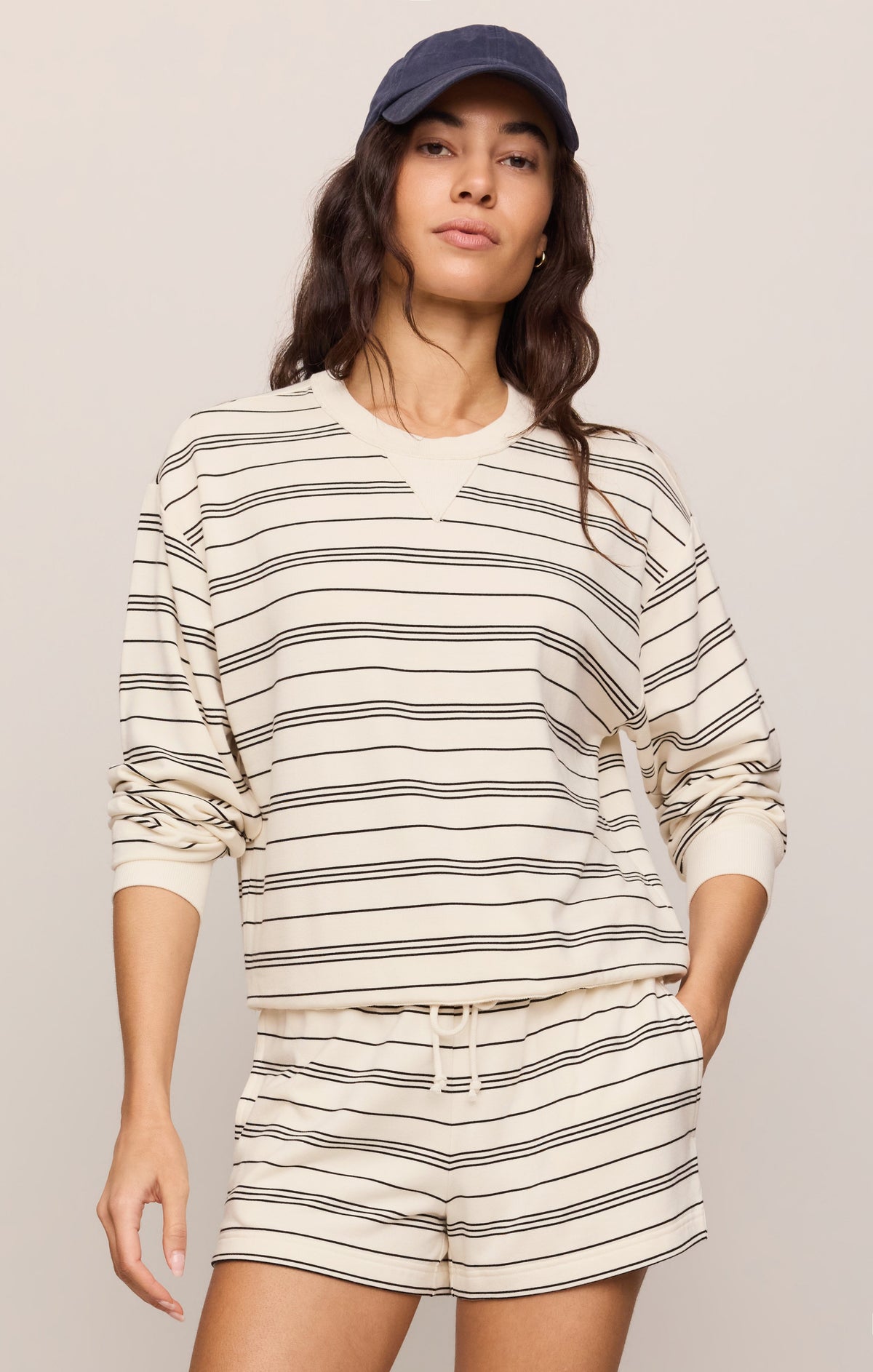 Z SUPPLY Stand Out Striped Fleece Sweatshirt - Cloud