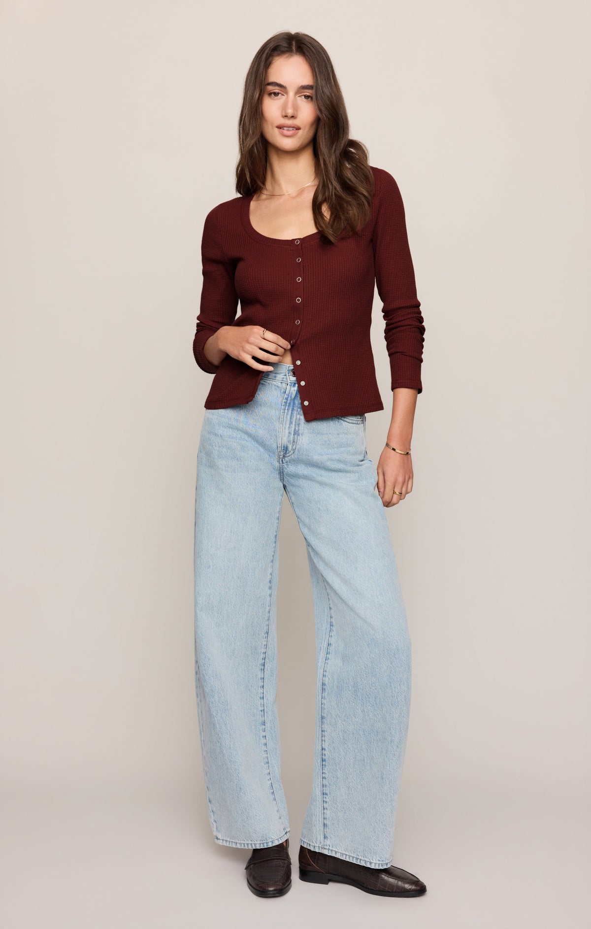 Z SUPPLY Albany Waffle Snap Front Top
