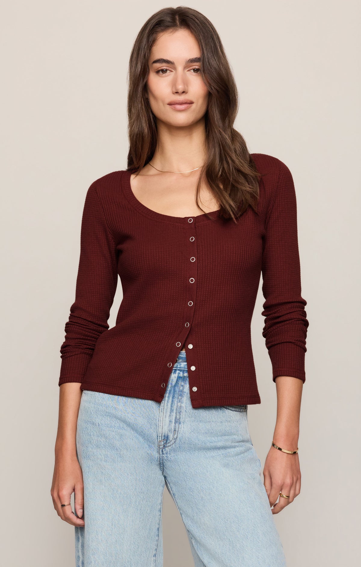 Z SUPPLY Albany Waffle Snap Front Top