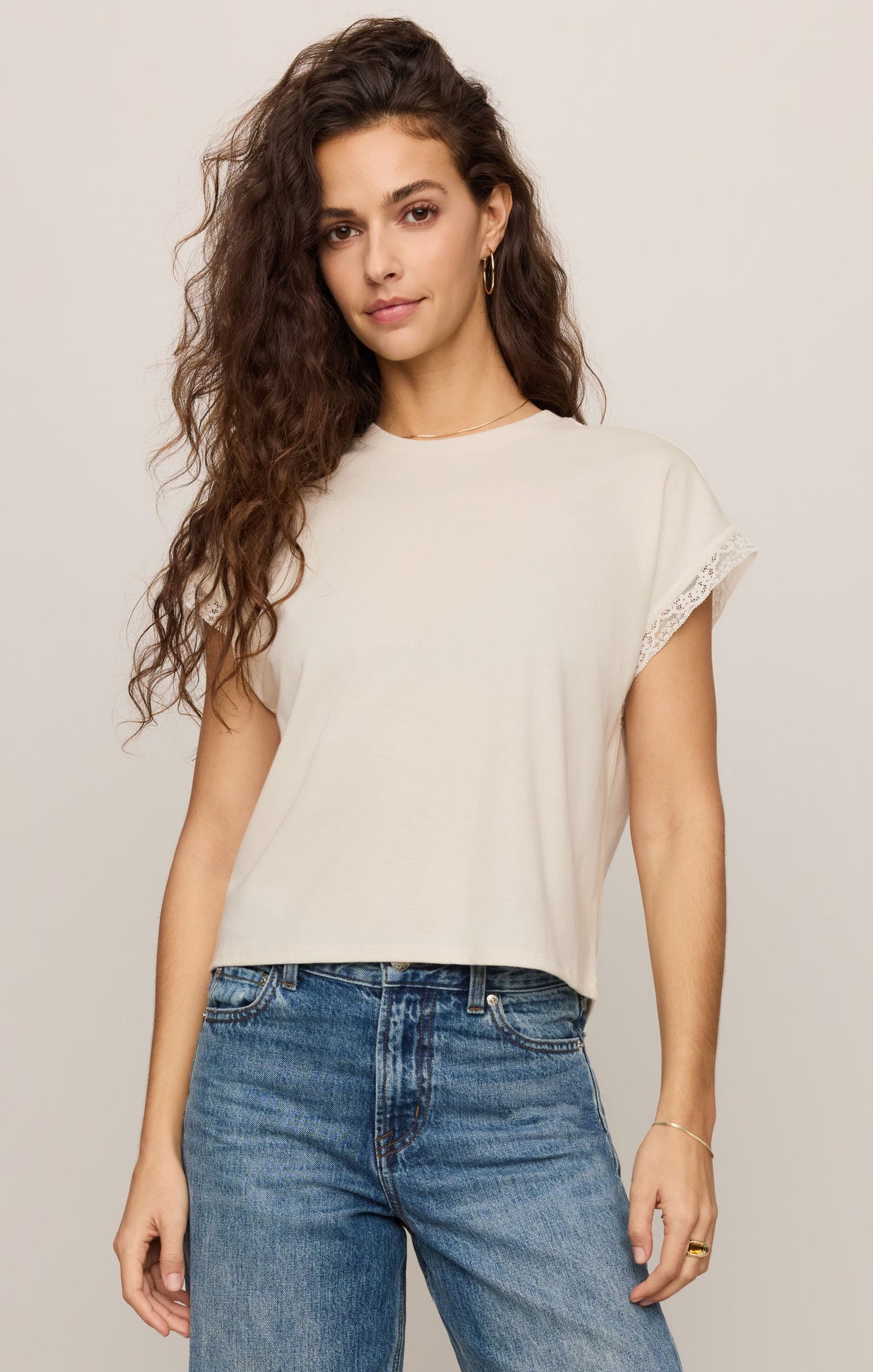 Z SUPPLY Marika Lace Trim Muscle Tee