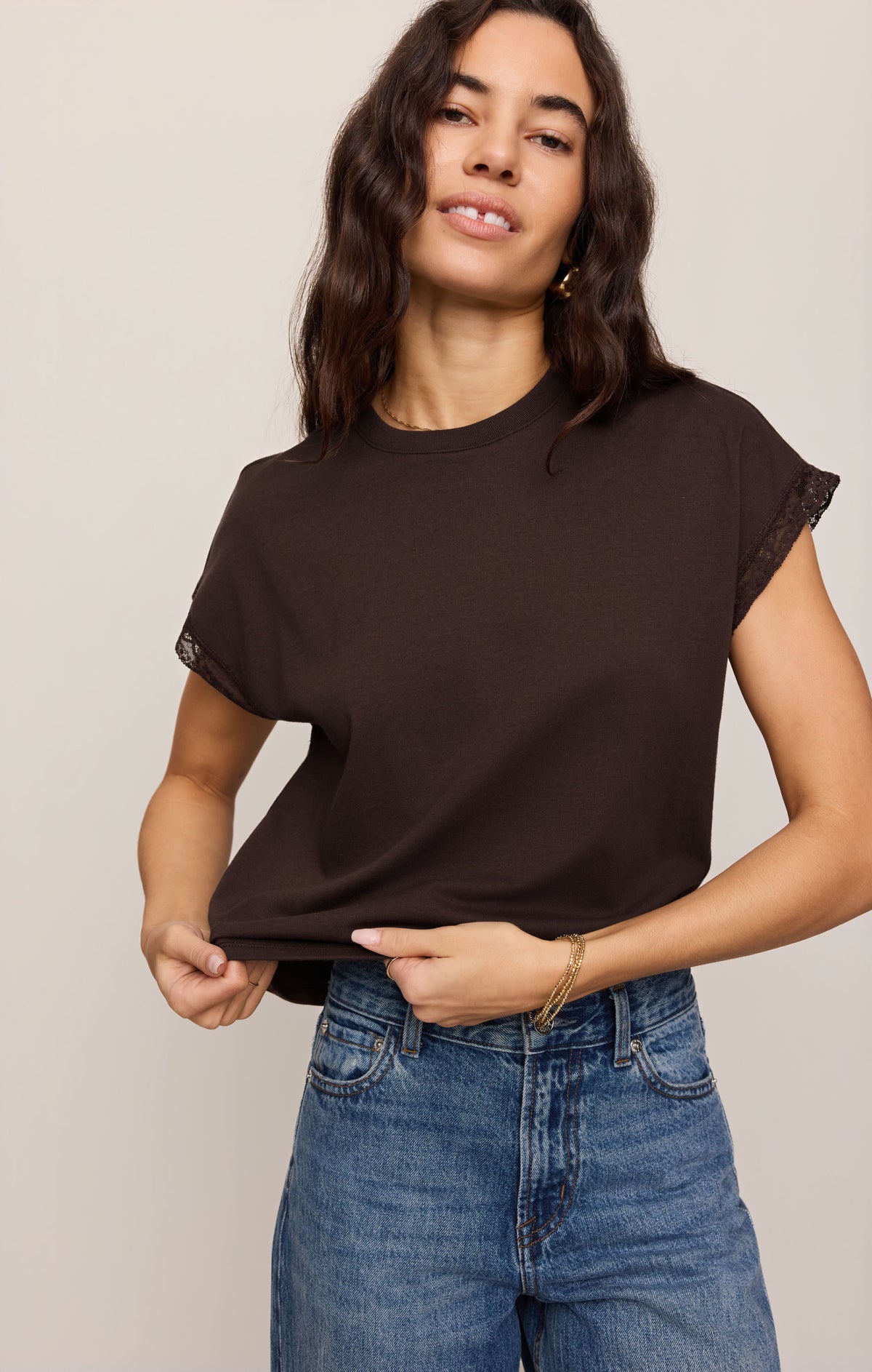 Z SUPPLY Marika Lace Trim Muscle Tee