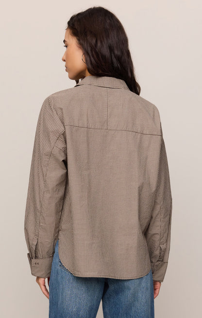 Z SUPPLY On Duty Gingham Button Up Shirt - Dark Chocolate