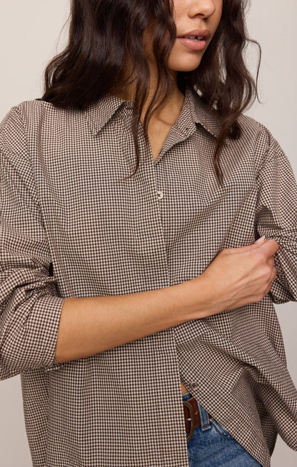 Z SUPPLY On Duty Gingham Button Up Shirt - Dark Chocolate