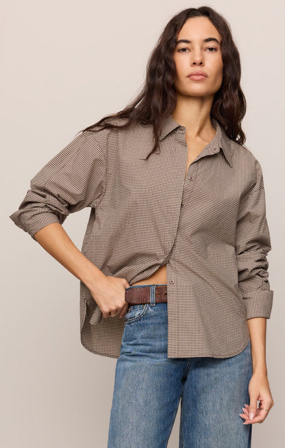 Z SUPPLY On Duty Gingham Button Up Shirt - Dark Chocolate