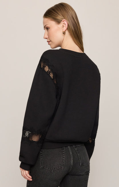 Z SUPPLY Hidden Hills Lace-Trim Sweatshirt - Black
