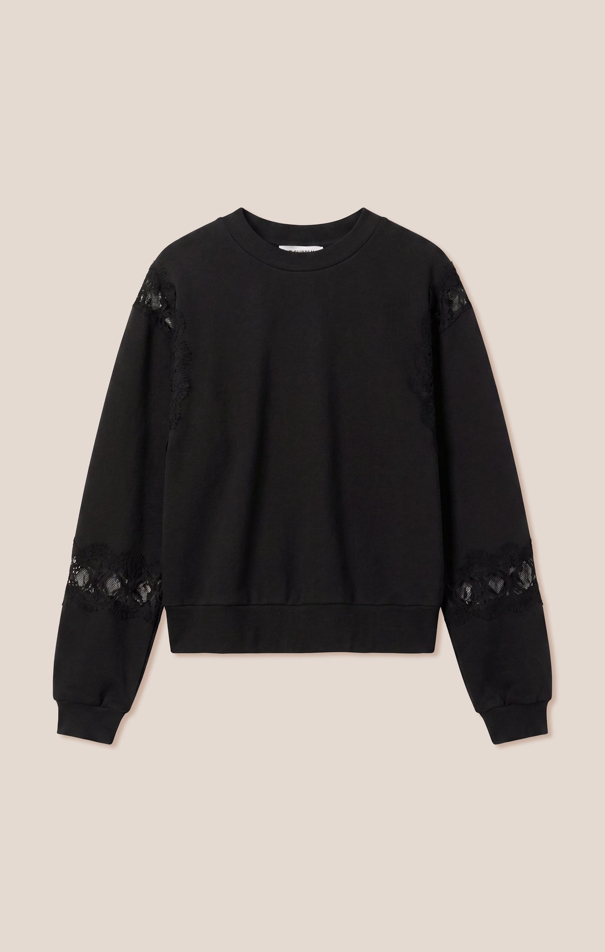 Z SUPPLY Hidden Hills Lace-Trim Sweatshirt - Black