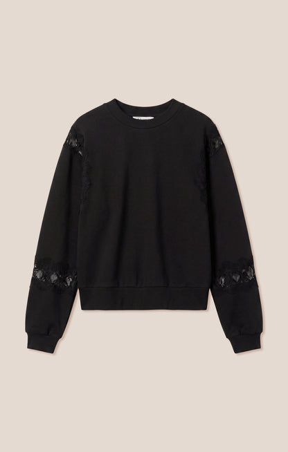 Z SUPPLY Hidden Hills Lace-Trim Sweatshirt - Black