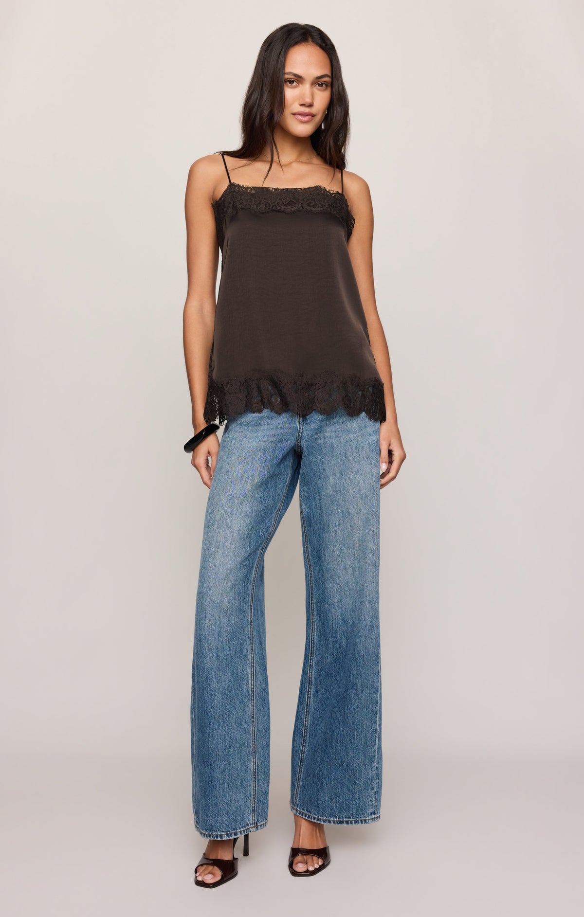 Z SUPPLY Roselle Lace Trim Cami - Cocoa Bean