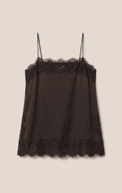 Z SUPPLY Roselle Lace Trim Cami - Cocoa Bean