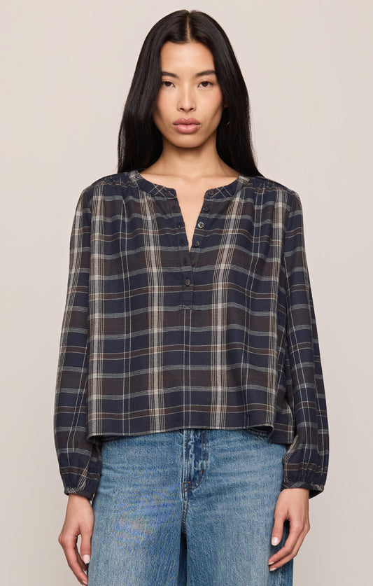 Z SUPPLY Autumn Plaid Henley Blouse - Eclipse