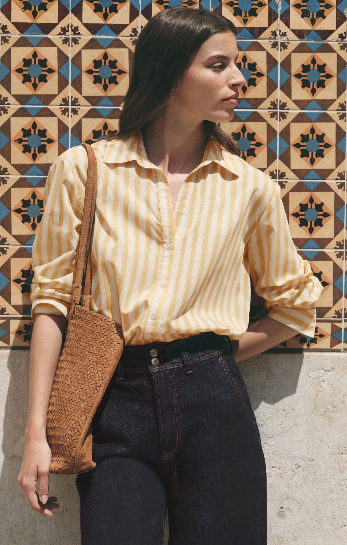 Z SUPPLY Golden Haven Stripe Button Up - Golden Sage