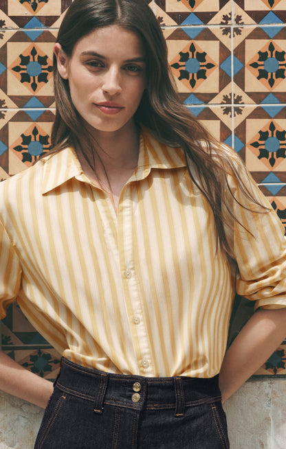 Z SUPPLY Golden Haven Stripe Button Up - Golden Sage