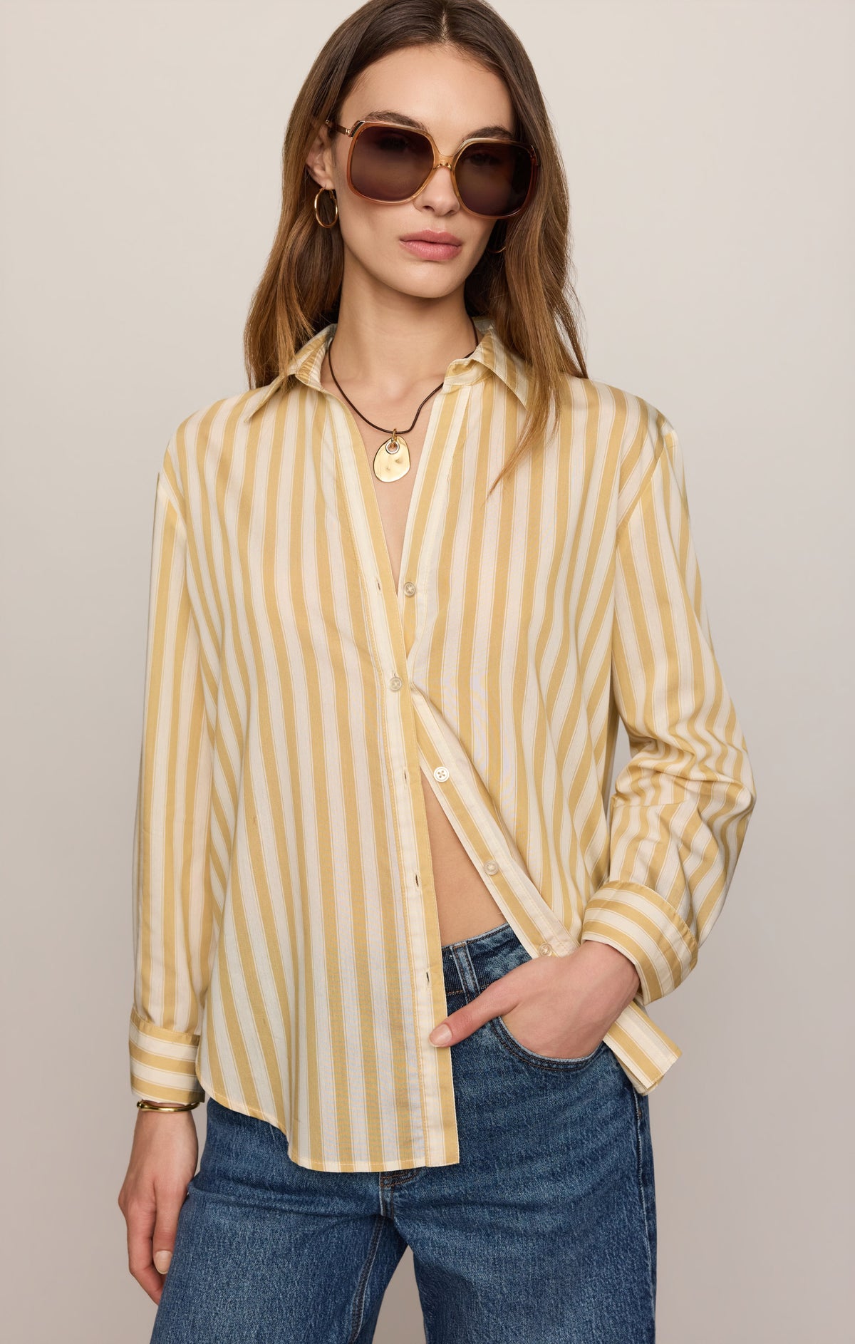 Z SUPPLY Golden Haven Stripe Button Up - Golden Sage