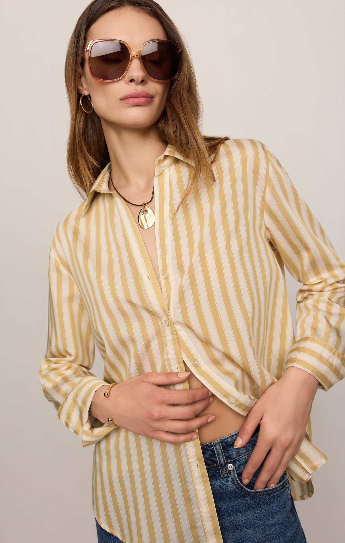 Z SUPPLY Golden Haven Stripe Button Up - Golden Sage