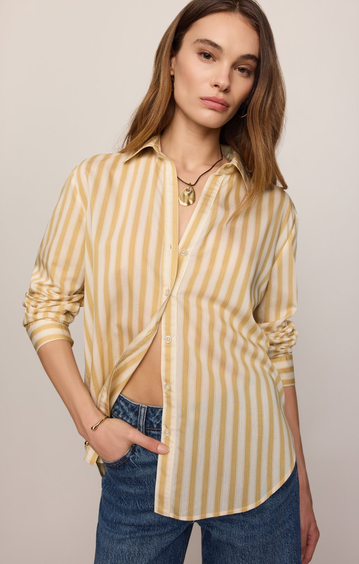 Z SUPPLY Golden Haven Stripe Button Up - Golden Sage