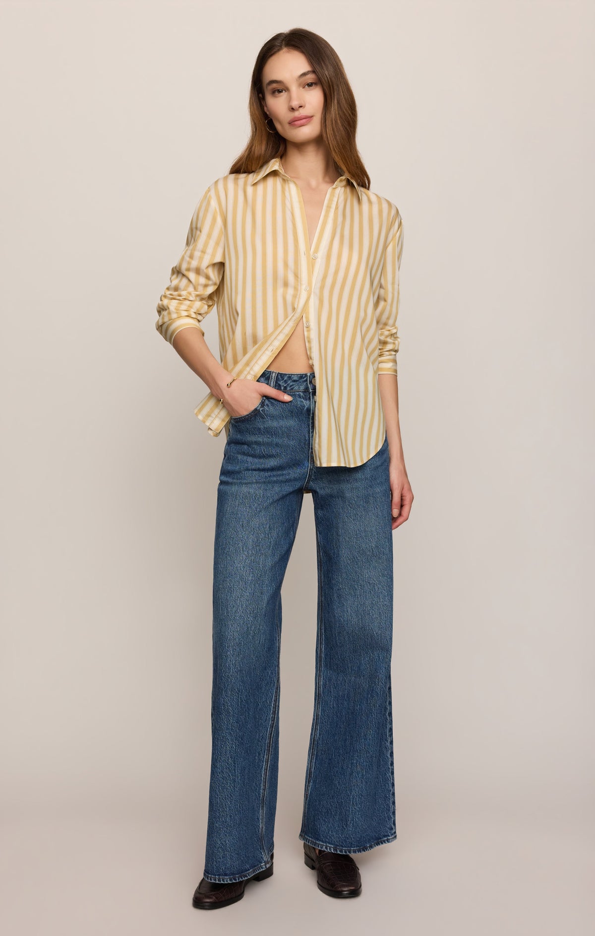 Z SUPPLY Golden Haven Stripe Button Up - Golden Sage
