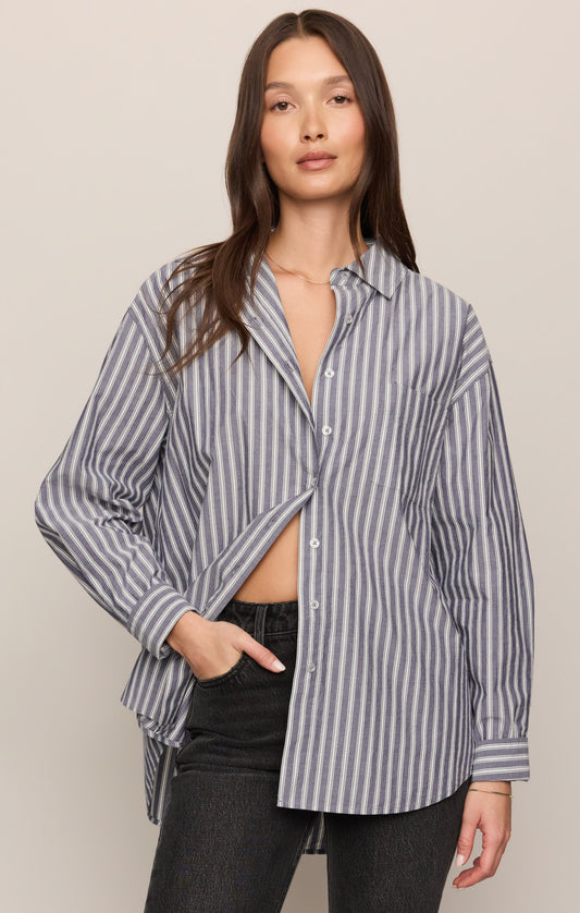 Z SUPPLY The Gallery Striped Button Up - Oxford Blue