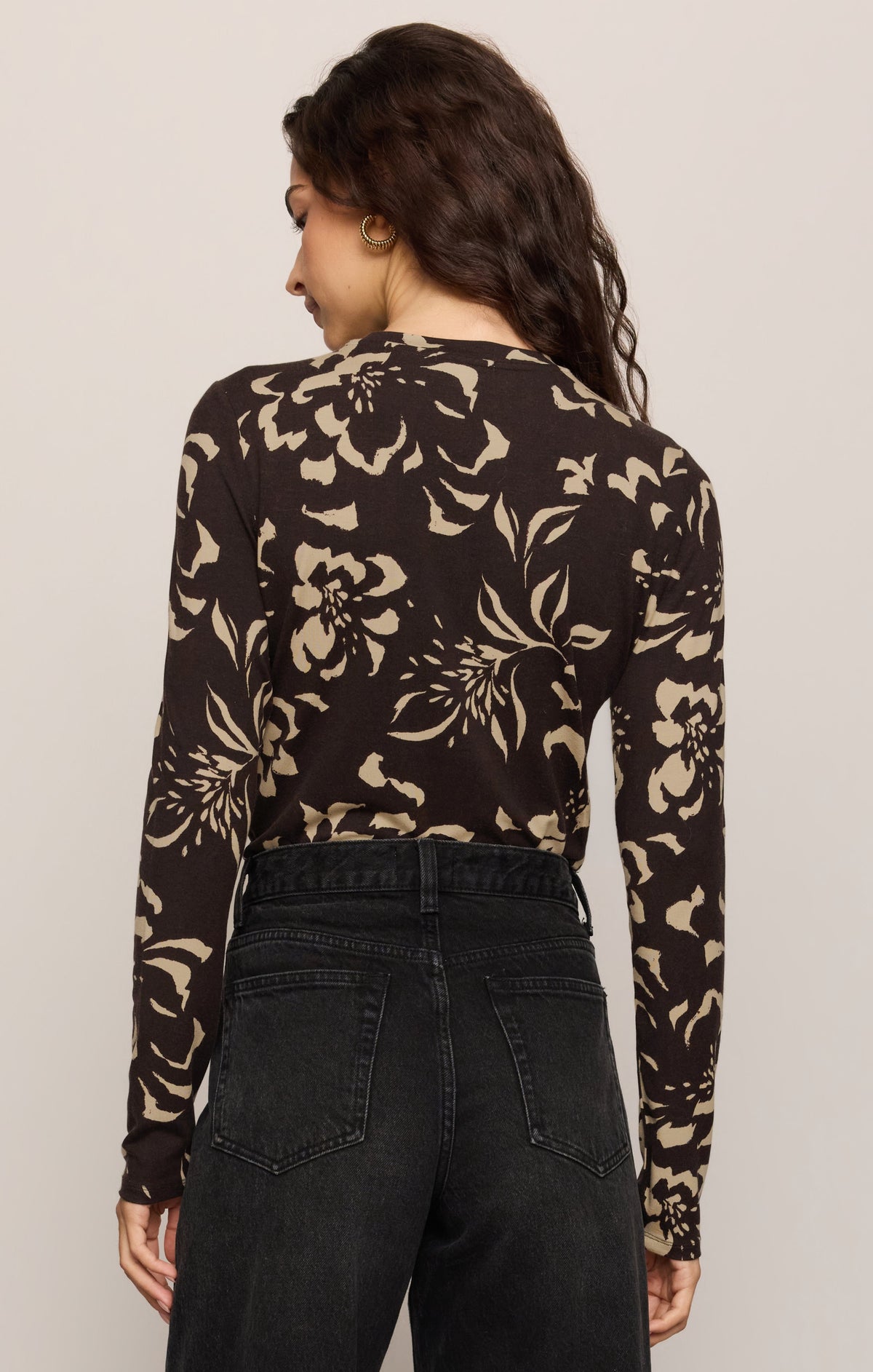 Z SUPPLY Onyx Freya Floral Long Sleeve Top - Dark Roast