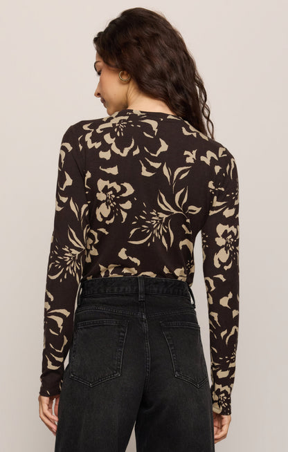 Z SUPPLY Onyx Freya Floral Long Sleeve Top - Dark Roast