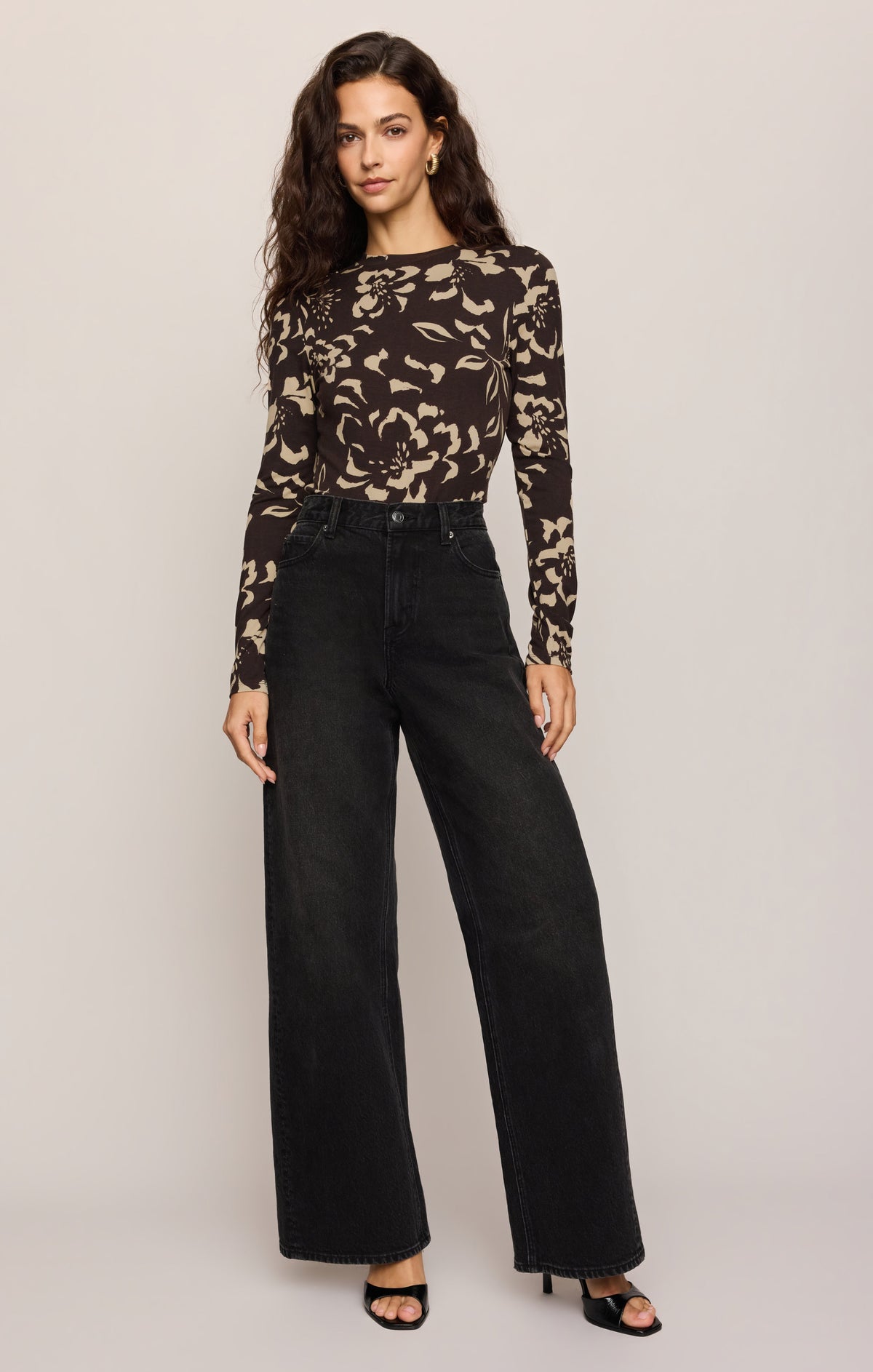 Z SUPPLY Onyx Freya Floral Long Sleeve Top - Dark Roast