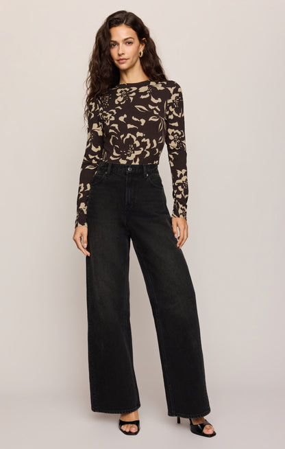 Z SUPPLY Onyx Freya Floral Long Sleeve Top - Dark Roast