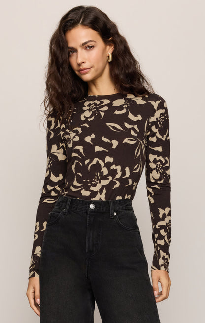 Z SUPPLY Onyx Freya Floral Long Sleeve Top - Dark Roast