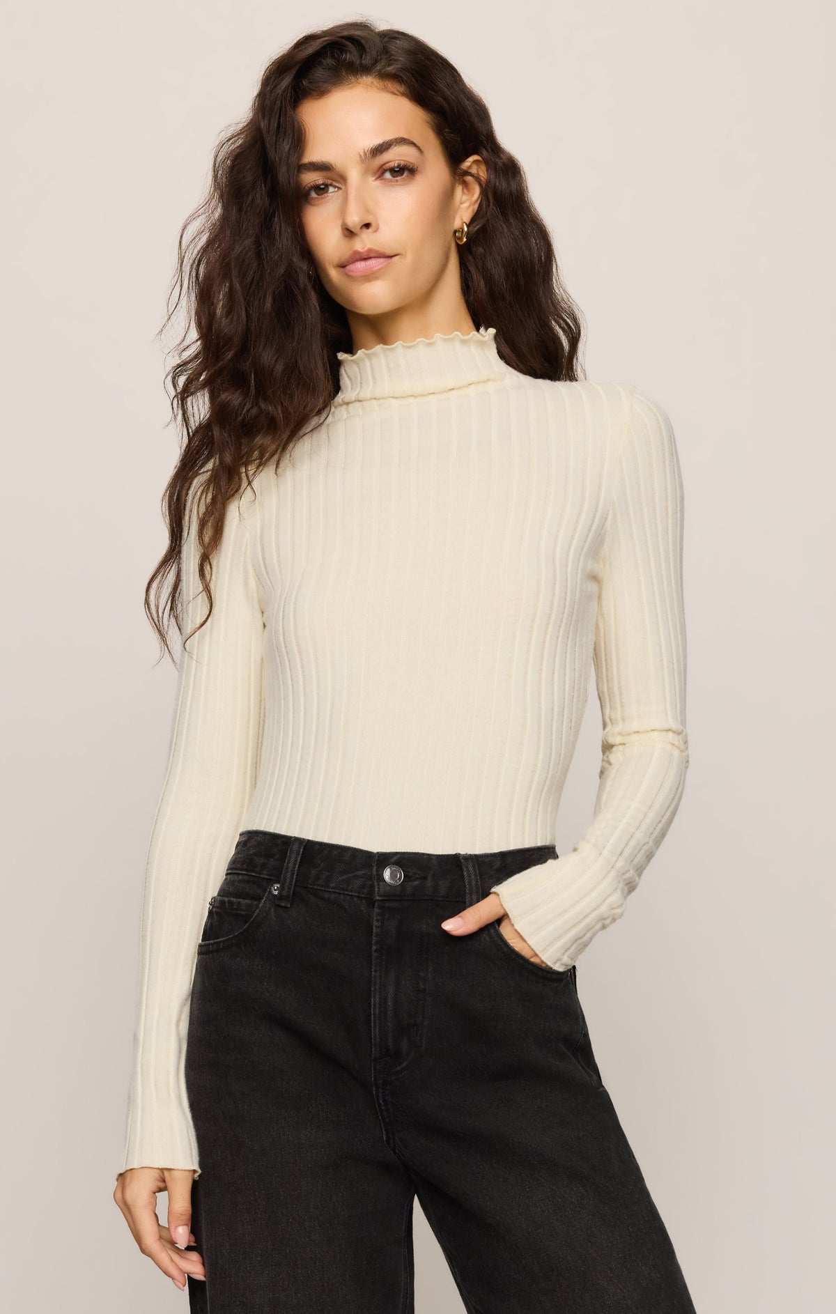 Z SUPPLY Hattie Silky Rib Mock Neck Top