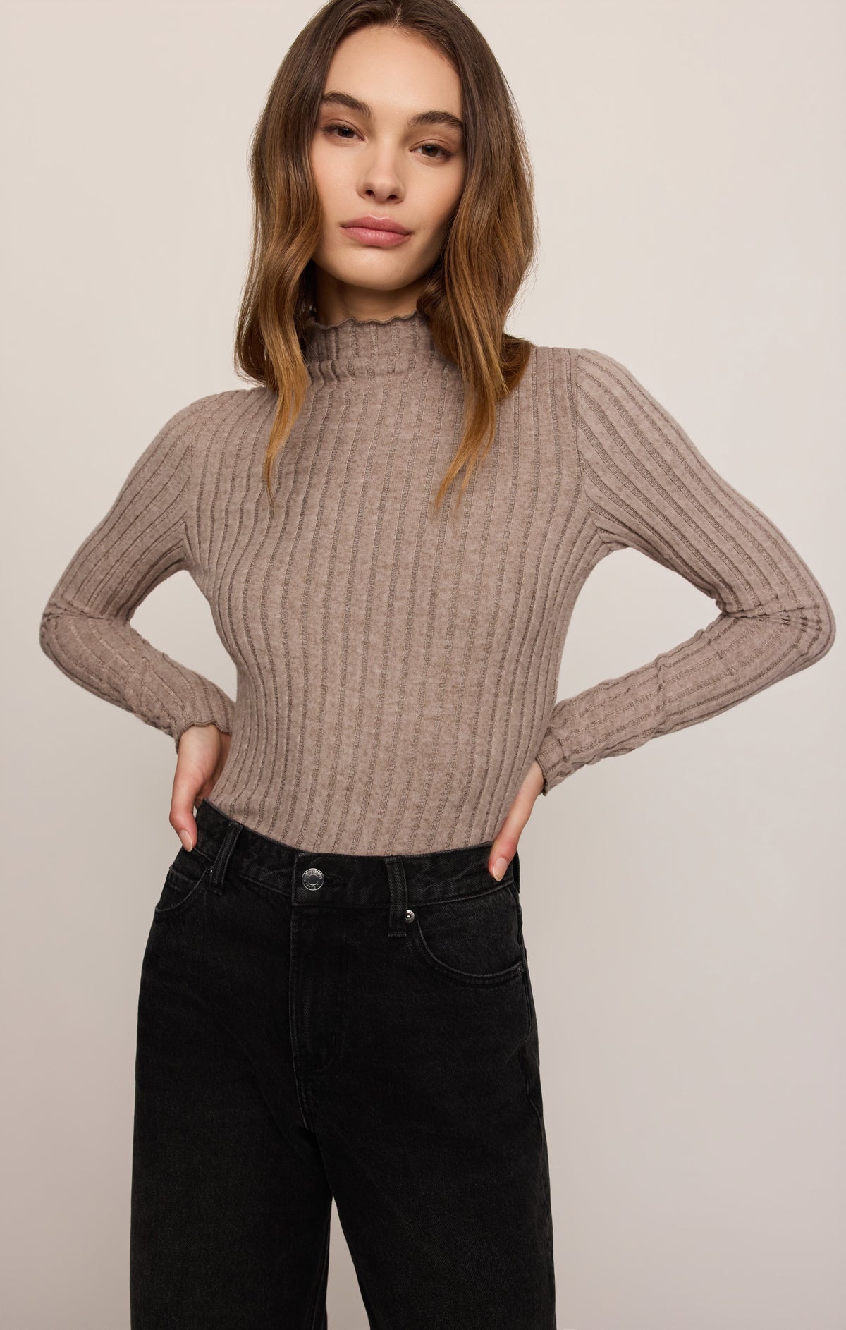 Z SUPPLY Hattie Silky Rib Mock Neck Top
