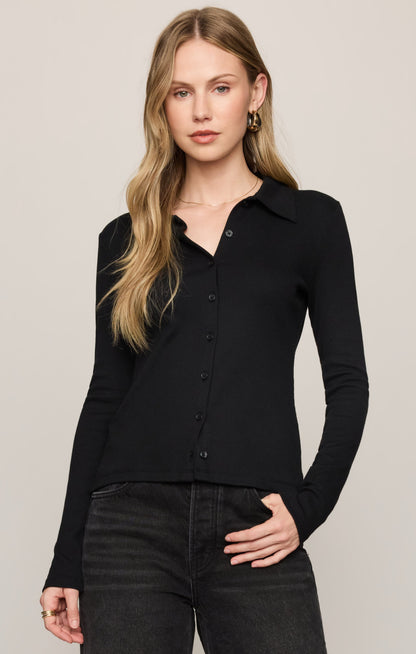 Z SUPPLY Tully Rib Button Up Top - Black