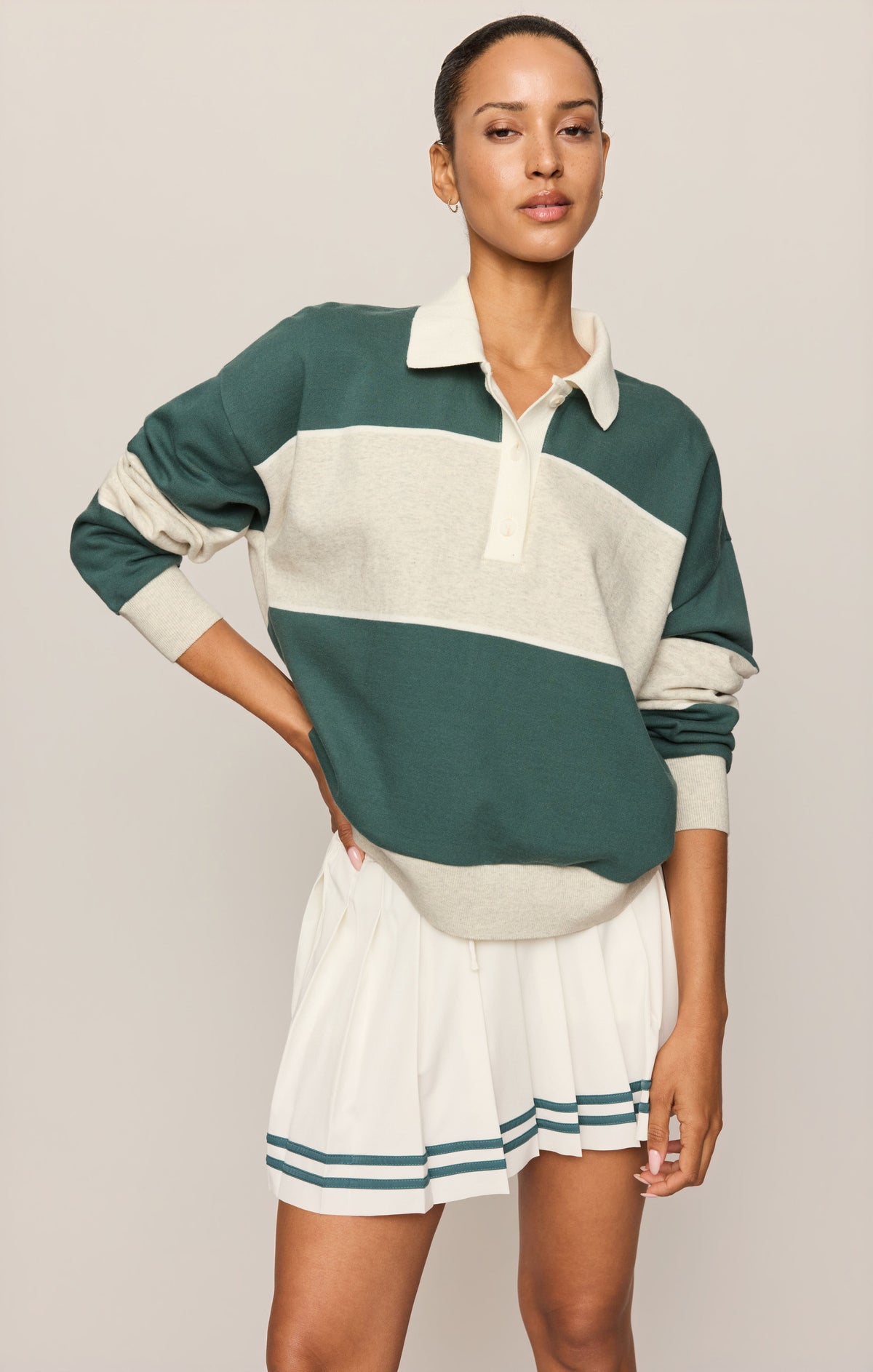 Z SUPPLY Study Break Polo Sweatshirt - Feather Grey