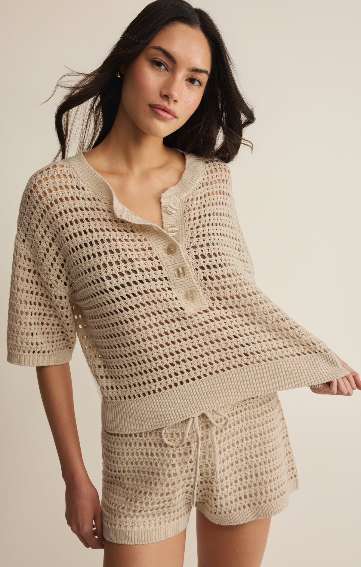 Z SUPPLY Kylo Henley Crochet Top - Island Coconut