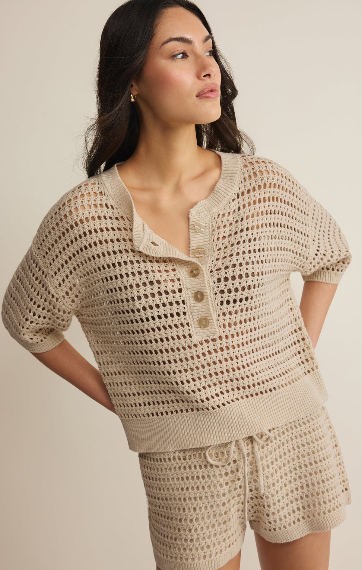 Z SUPPLY Kylo Henley Crochet Top - Island Coconut