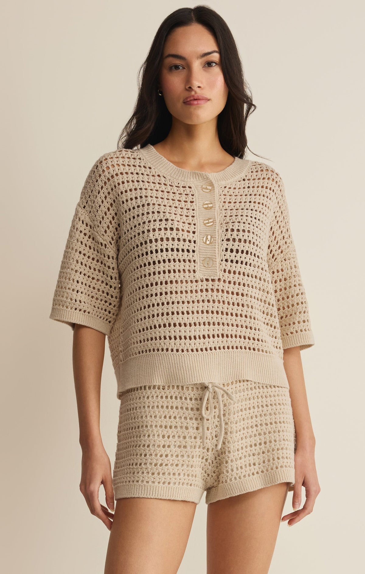 Z SUPPLY Kylo Henley Crochet Top - Island Coconut