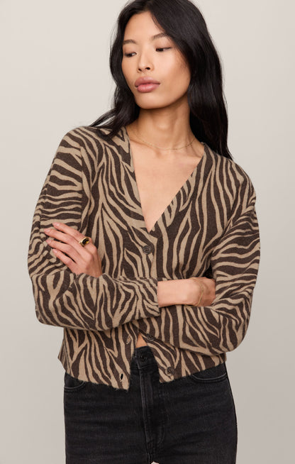 Z SUPPLY All The Wild Zebra Cardigan - Dark Chocolate