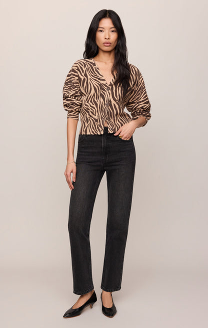 Z SUPPLY All The Wild Zebra Cardigan - Dark Chocolate