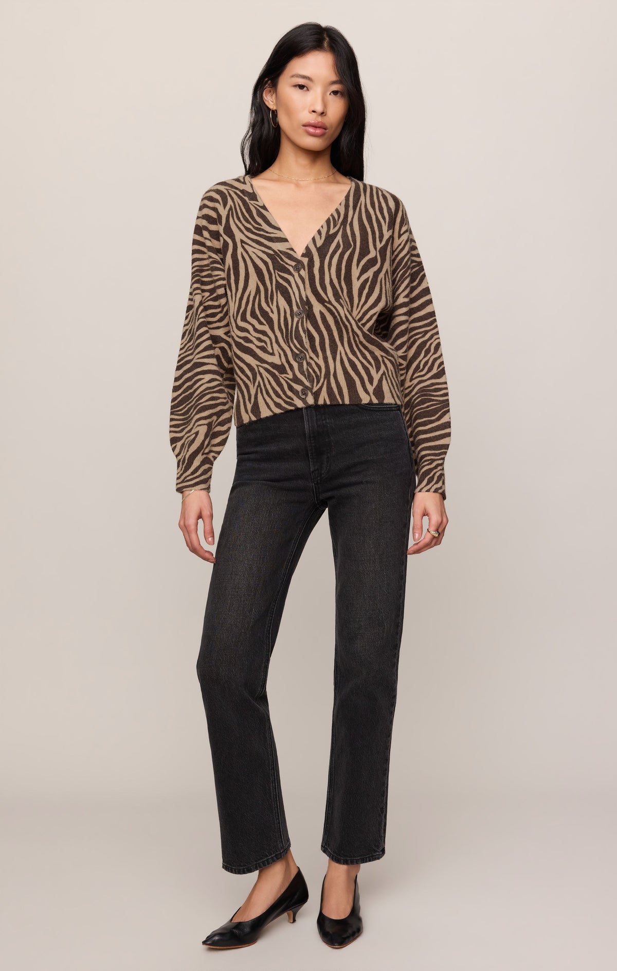 Z SUPPLY All The Wild Zebra Cardigan - Dark Chocolate