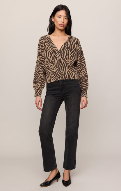 Z SUPPLY All The Wild Zebra Cardigan - Dark Chocolate