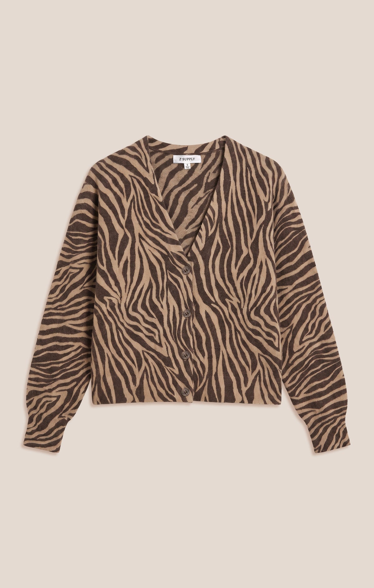Z SUPPLY All The Wild Zebra Cardigan - Dark Chocolate