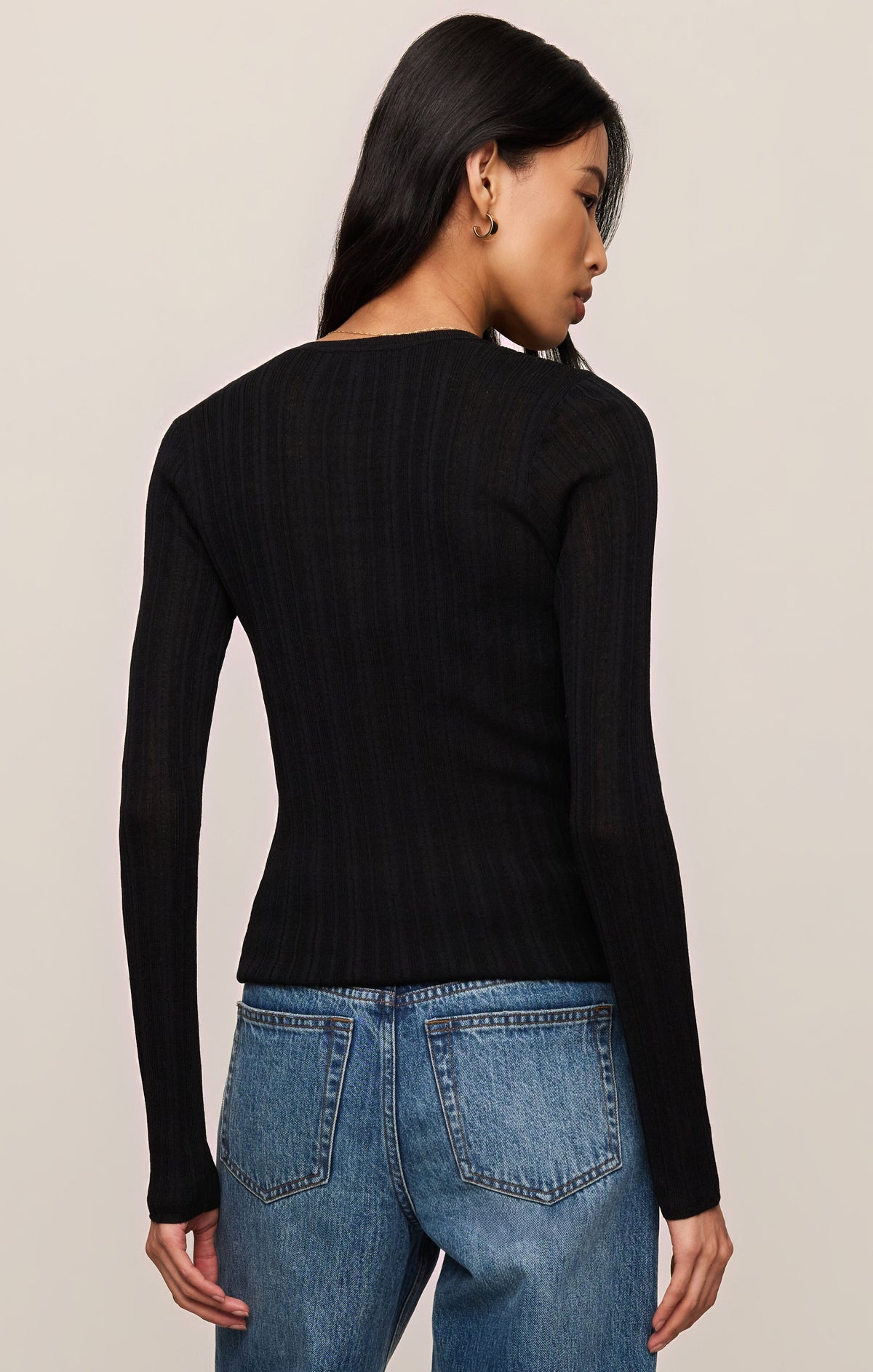 Z SUPPLY Rowena Fine Knit Henley - Black